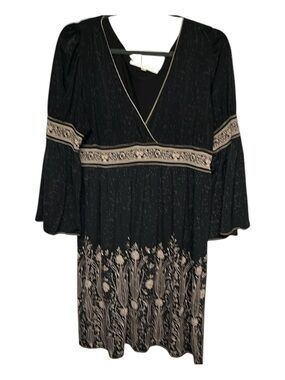 Studio M Fit & Flare Black & Tan Boho Dress